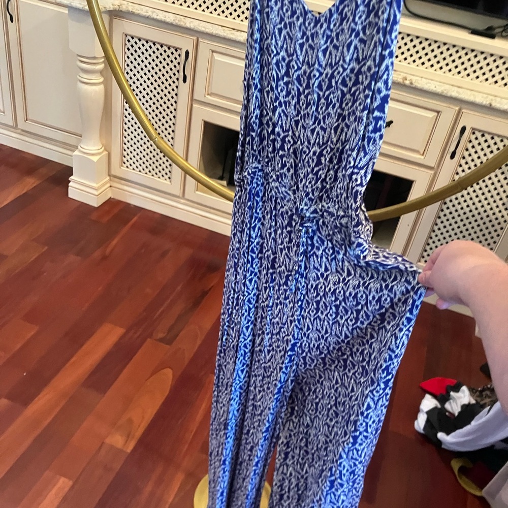 Elegant Blue Patterned Women's Jumpsuit